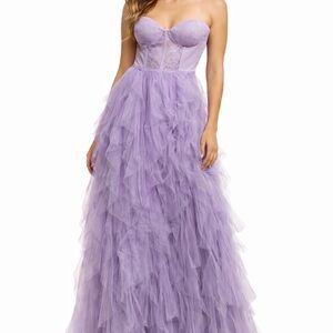 Chic Strapless Lavender Evening Dress